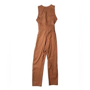Do +Be Pumpkin Color Linen Sleeveless Jumpsuit, Ties in Front Size Small